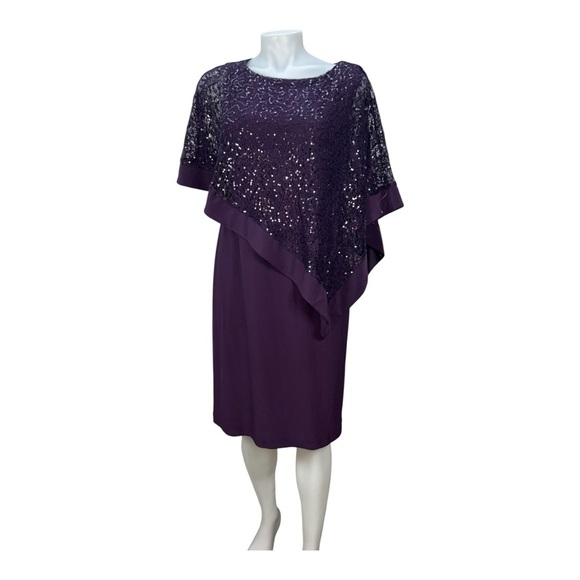 Roz & Ali Sequin Overlay Sheath Dress, Elegant Size 6 New with tags Purple - Picture 1 of 11